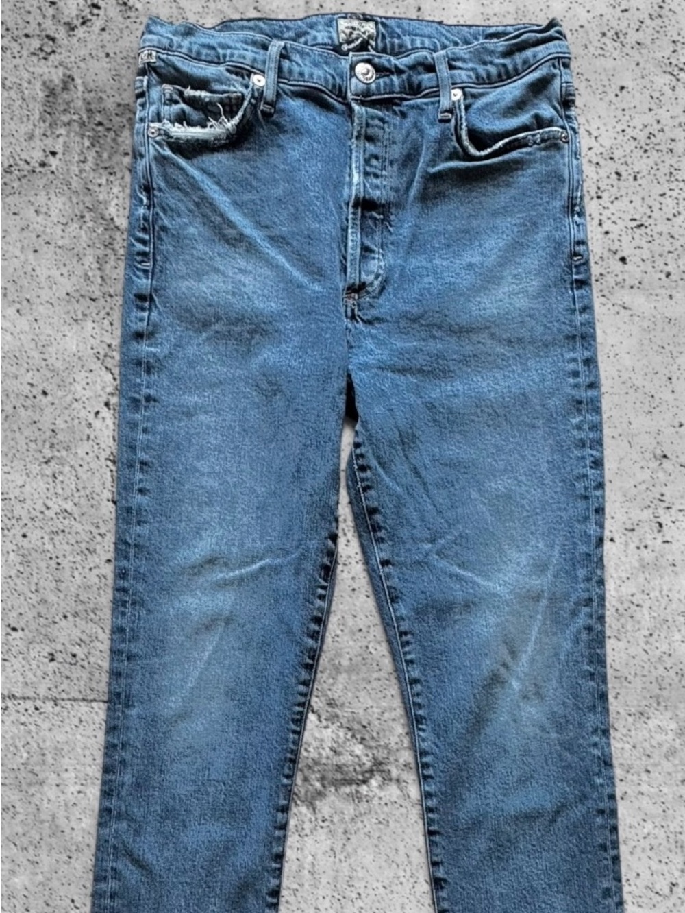 Citizens of Humanity Olivia High Rise Slim Ankle Jeans Size 28 Blue Distressed
